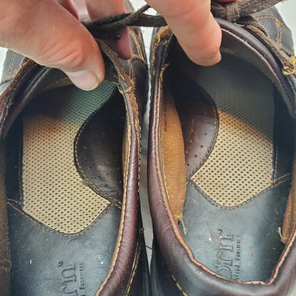 Born Brown Leather Lace-Up Flats